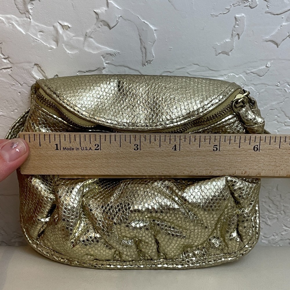 🌻Mark. Gold Metallic Small Crossbody Formal Clutch Mini Purse - Picture 8 of 9